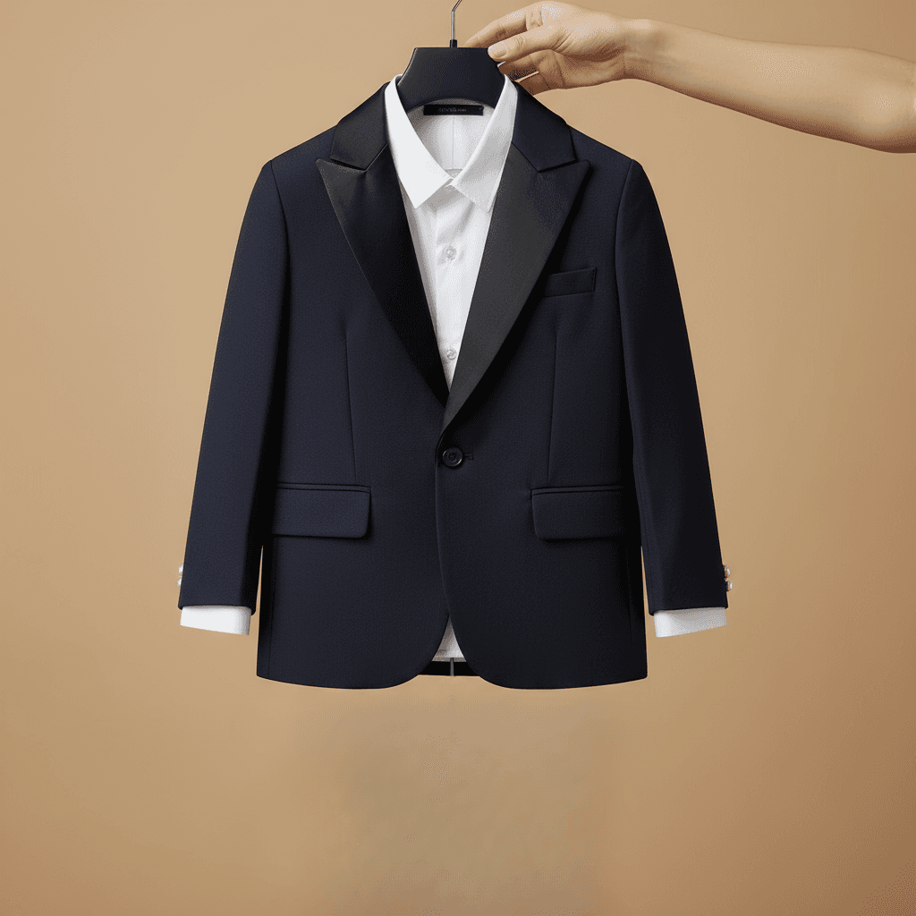 Navy Satin-Lapel Tux Jacket