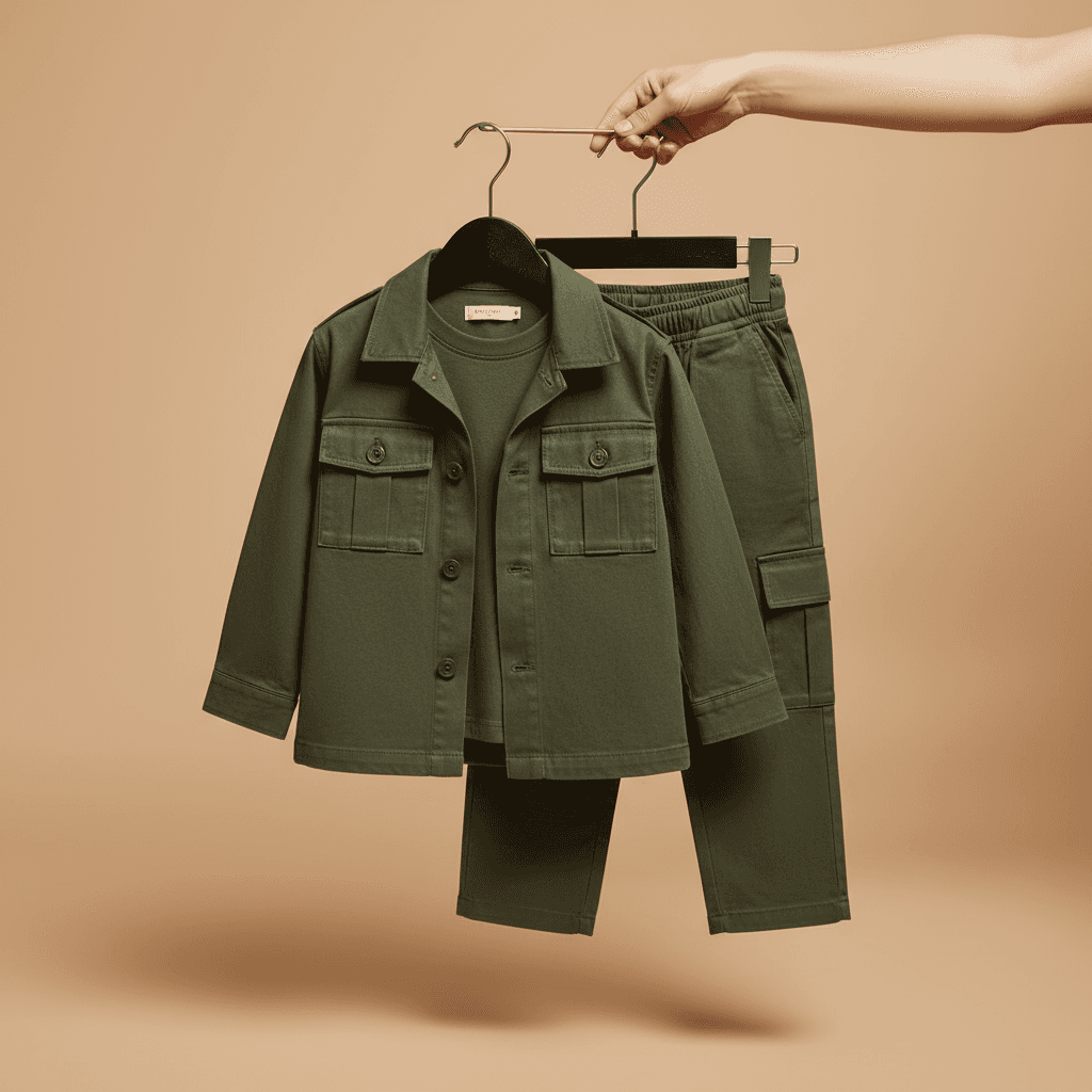 Olive Utility Jacket & Cargo Pants Set