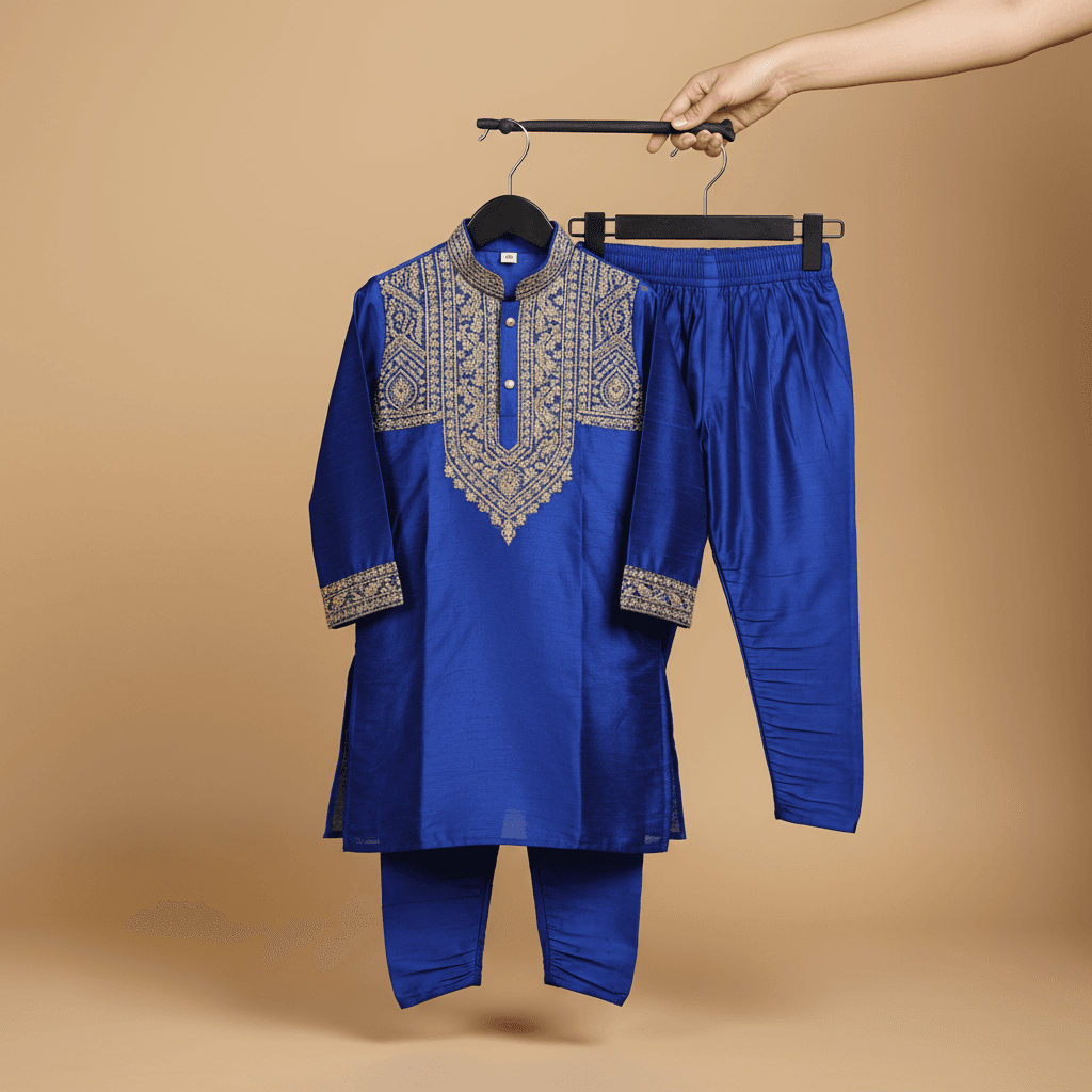 Royal Blue Embroidered Kurta Set