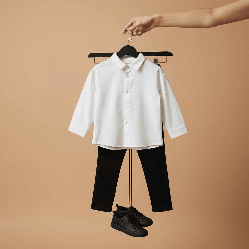 Classic White Shirt & Black Leggings Set