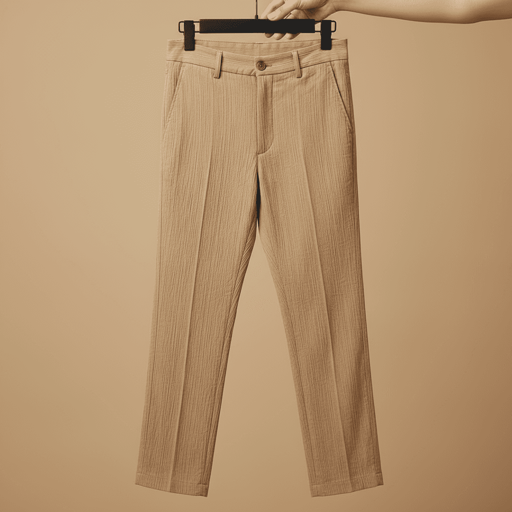 Beige Textured Trousers