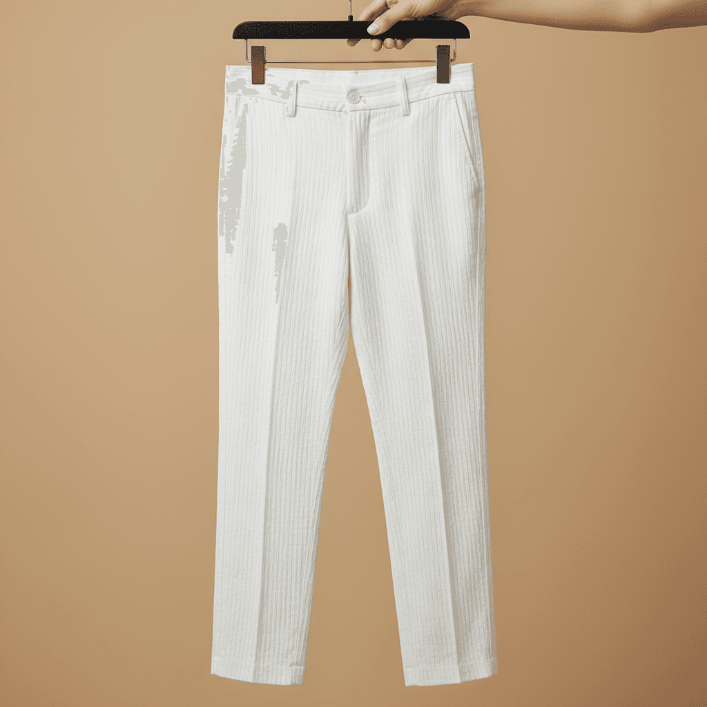 White Textured Pants