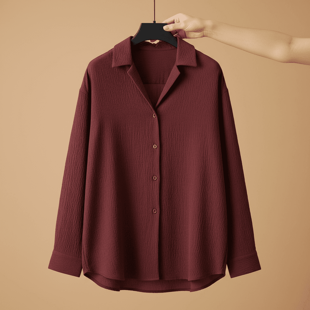 Wine Red Crinkle Shirt