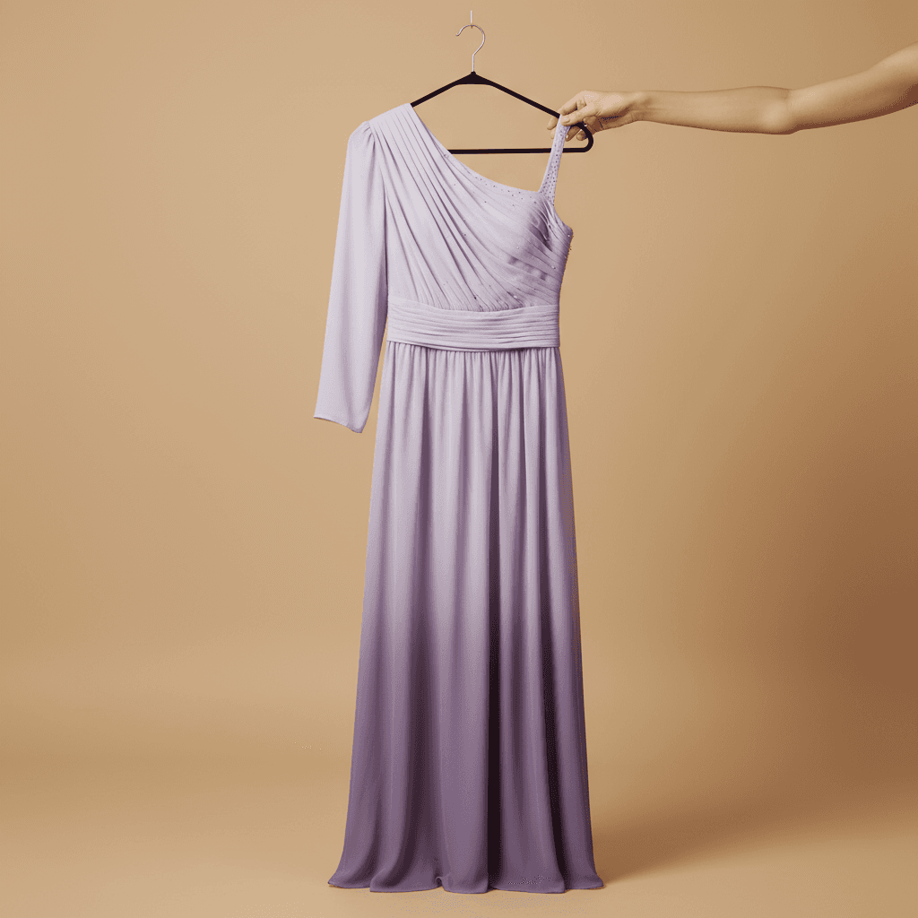 Lavender Ombre One-Shoulder Gown