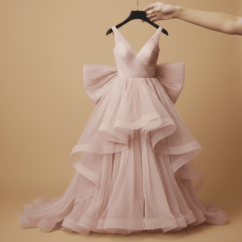 Pink Tulle Ballgown with Crystal Bow